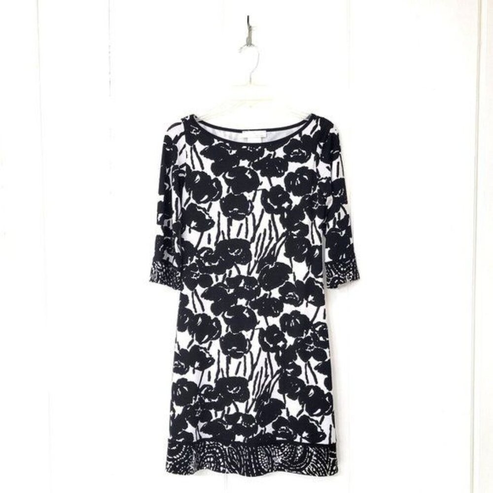 Papillion Blanc Black and White Floral Mini Dress - Picture 6 of 6